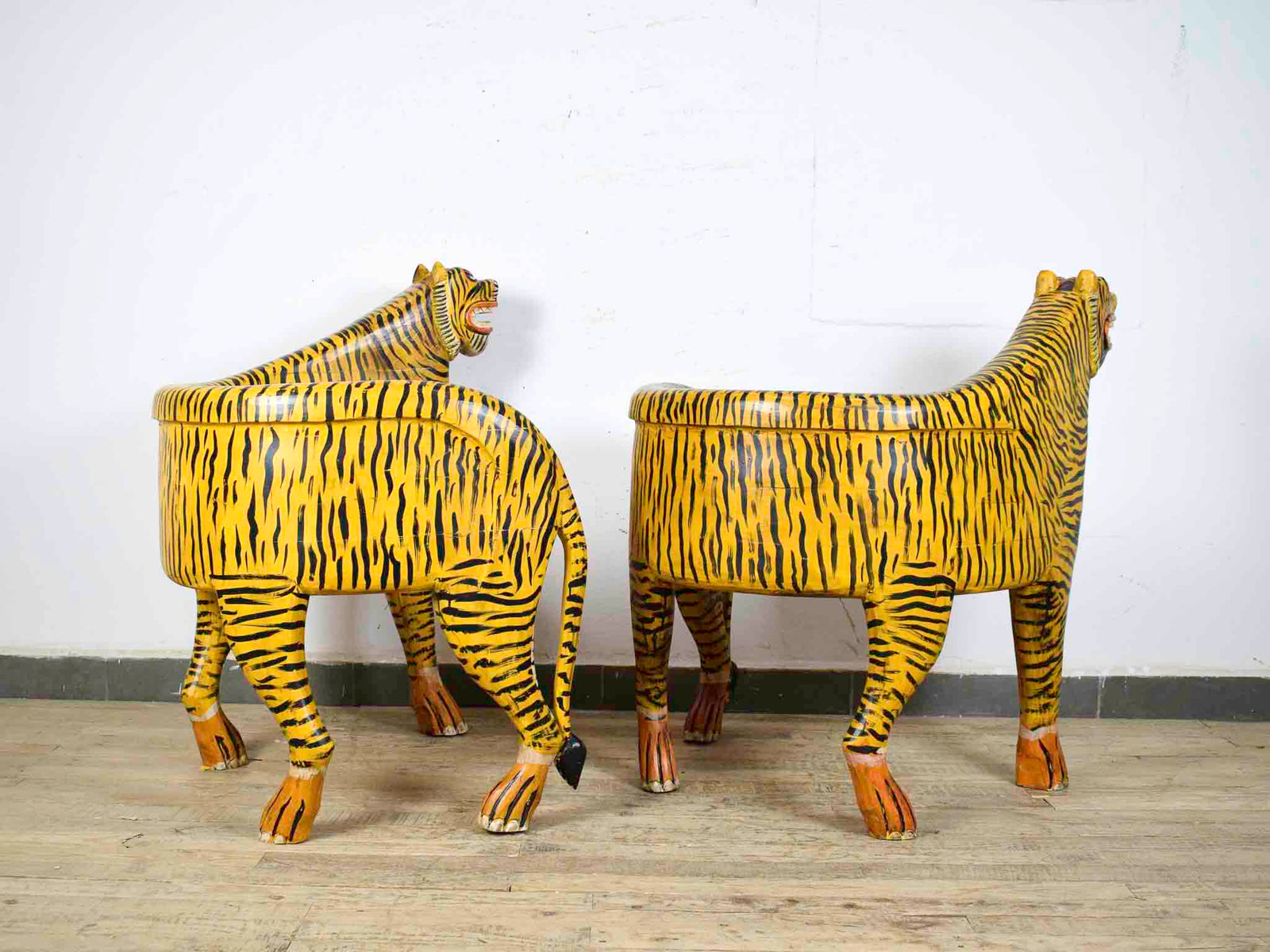 MIIL-2380 Pair of Wooden Tiger Chairs C31