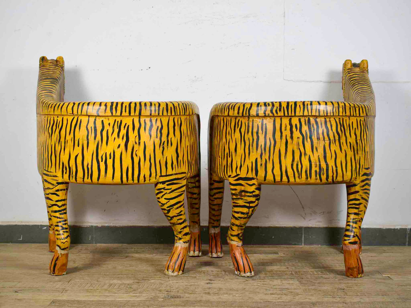 MIIL-2380 Pair of Wooden Tiger Chairs C31