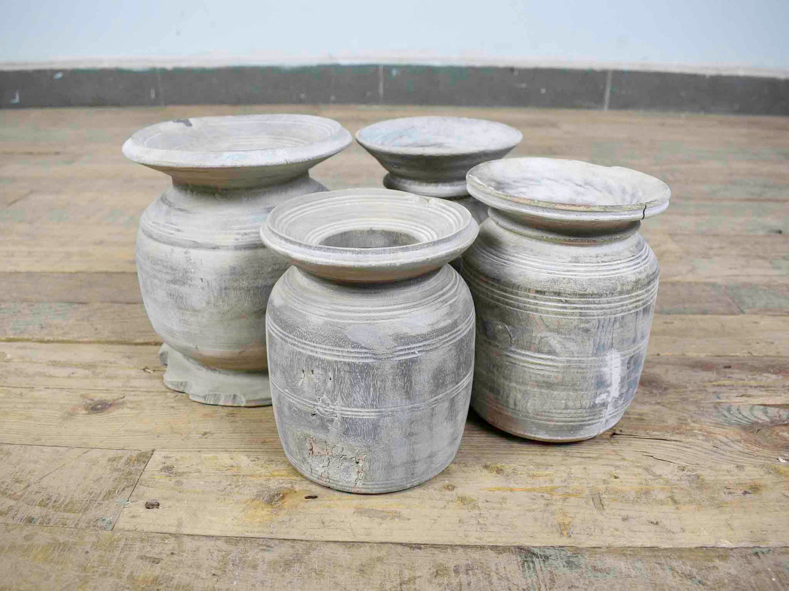 MILL-495/3 Wooden Bleached Pot C30