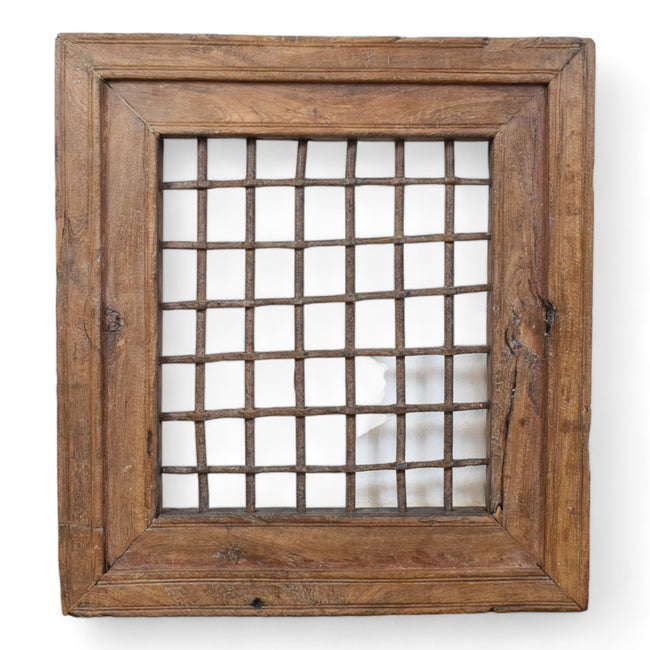 MILL-1537/41 Indian Metal 'Jali' Window in Wooden Frame C31