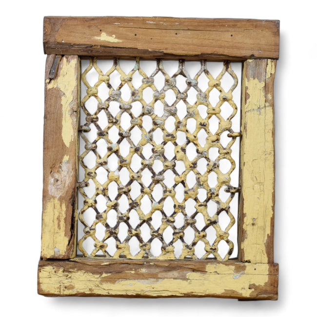 MILL-1537/45 Indian Metal 'Jali' Window in Wooden Frame C31