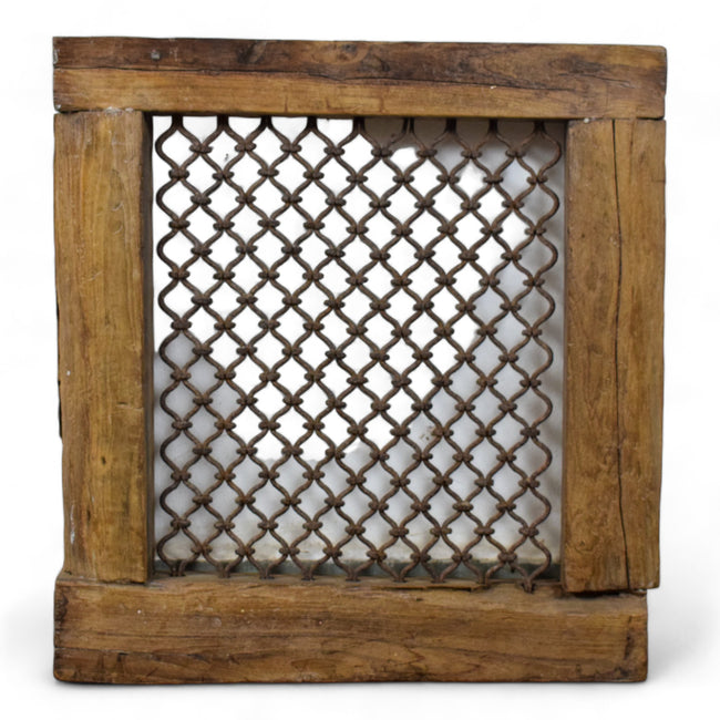 MILL-1537/47 Indian Metal 'Jali' Window in Wooden Frame C31