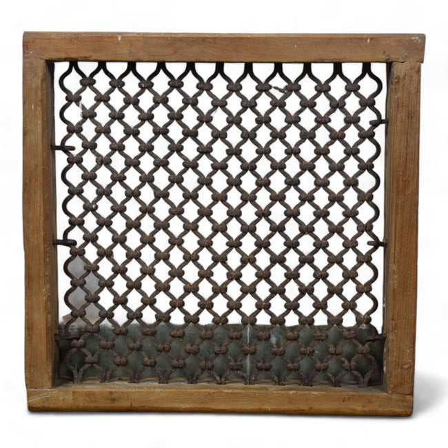 MILL-1537/49 Indian Metal 'Jali' Window in Wooden Frame C31
