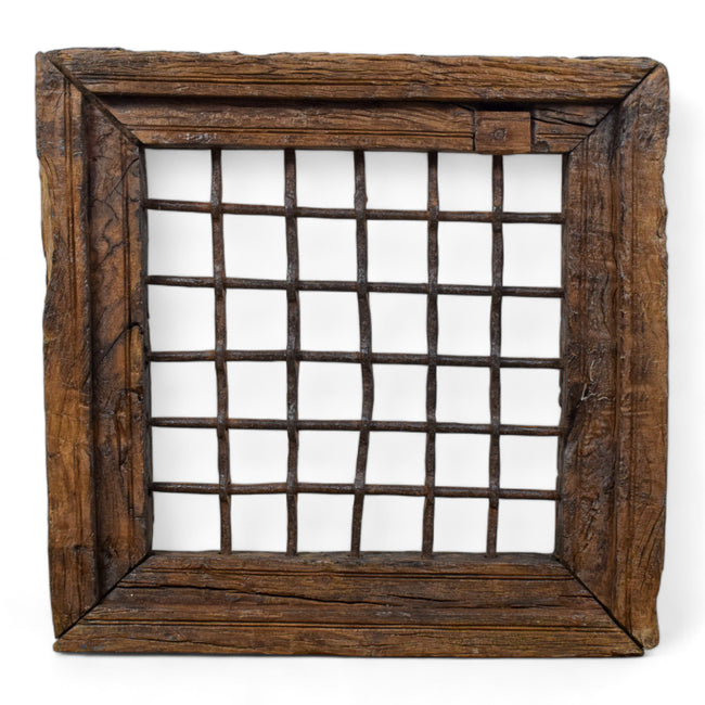 MILL-1537/50 Indian Metal 'Jali' Window in Wooden Frame C31