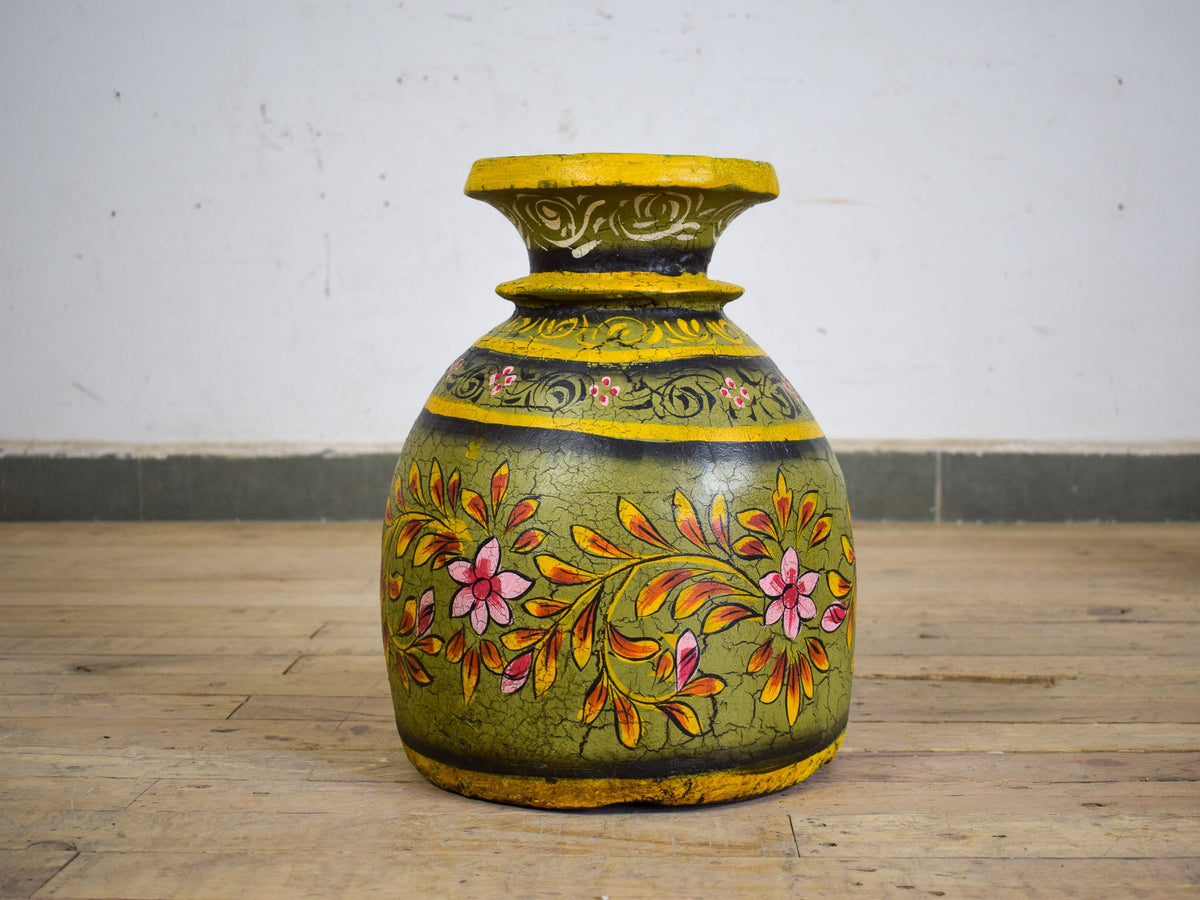 MILL-2816/2 Large Hand Painted Wooden Pot C39