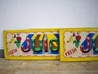 MILL-1169/2 Metal Hand Painted Metal 'Juice' Sign C36