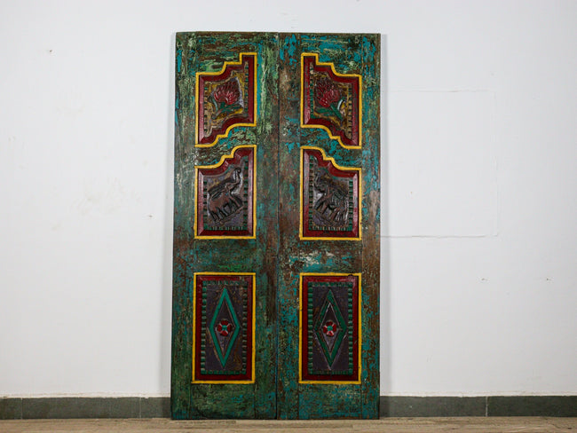 MILL-2088/1 Pair of Painted Carved Doors C28
