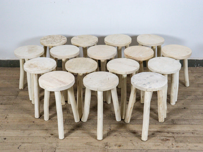 MILL-1734/2 Round Bleached Stool C29