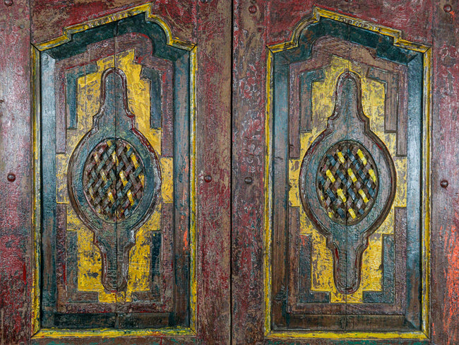 MILL-2088/5 Pair of Painted Carved Doors C28