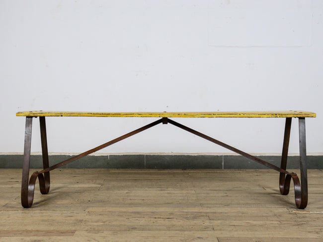 MILL-2031 Metal Frame Wooden Top Bench C25