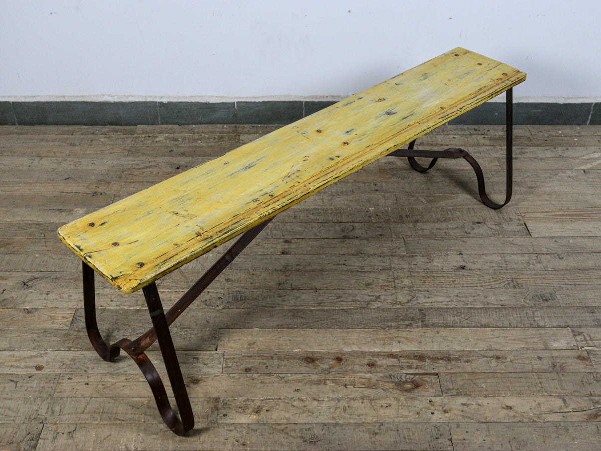 MILL-2031 Metal Frame Wooden Top Bench C25