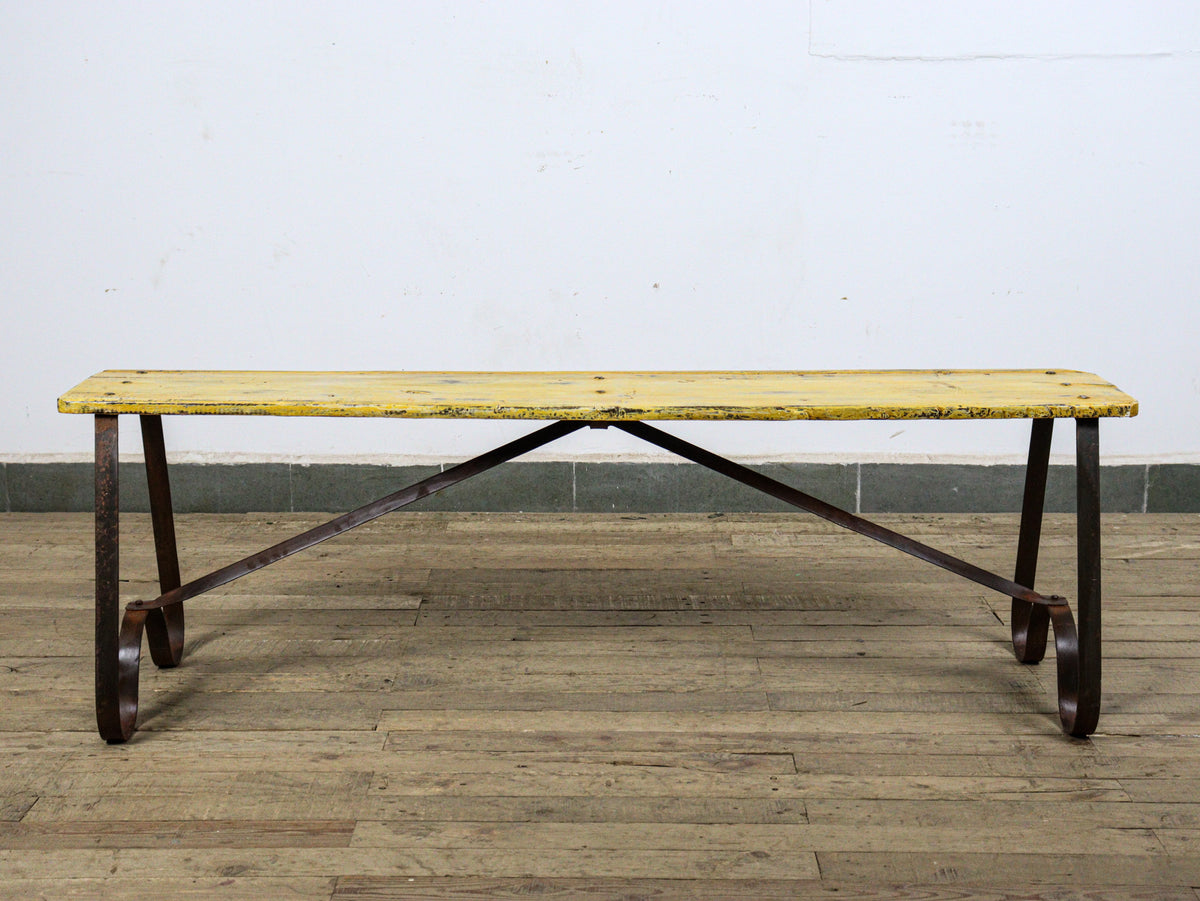 MILL-2031 Metal Frame Wooden Top Bench C25