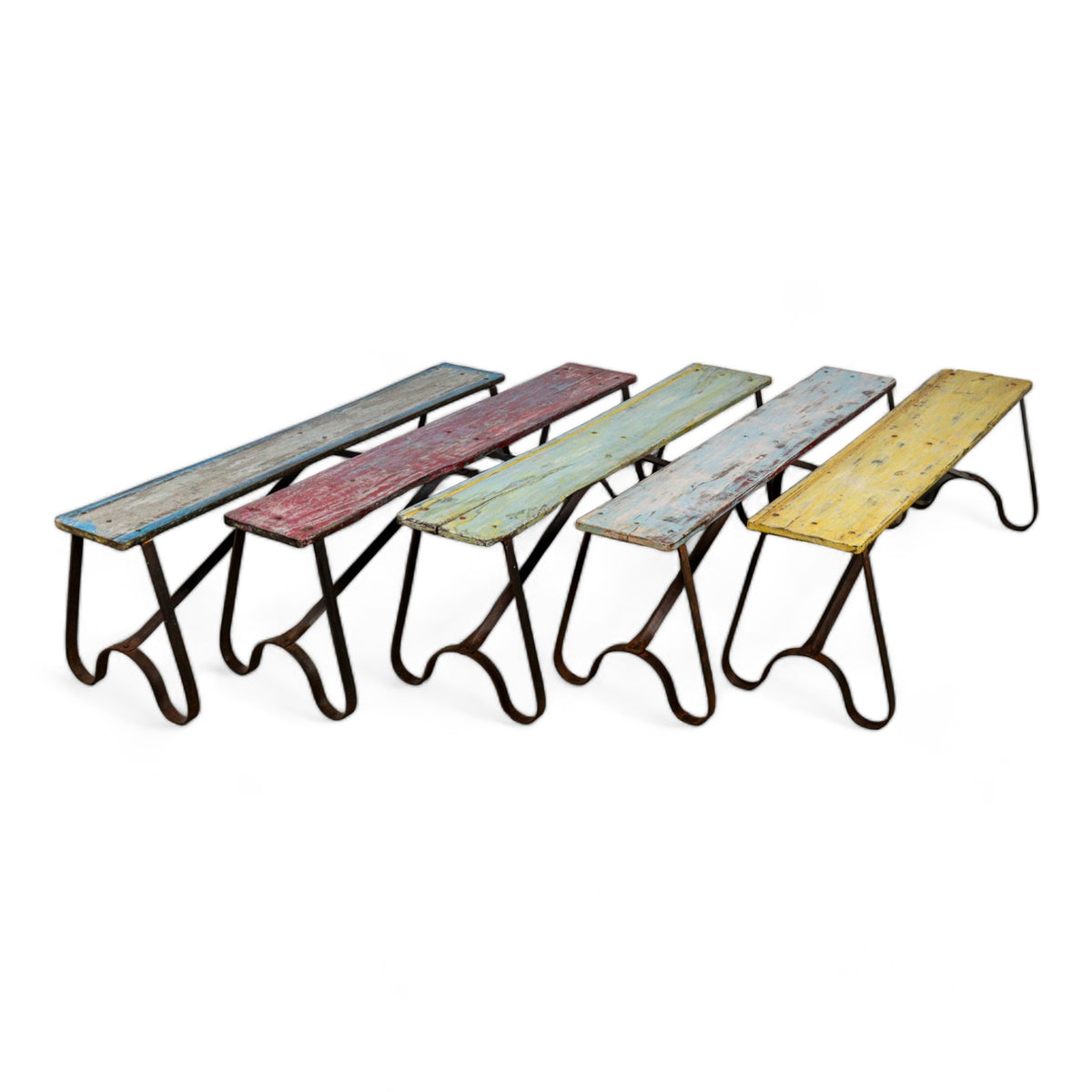 MILL-2031 Metal Frame Wooden Top Bench C25