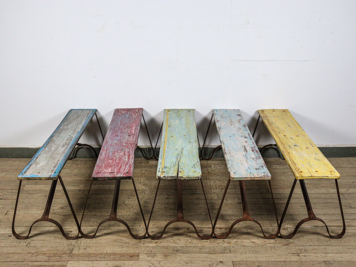 MILL-2031 Metal Frame Wooden Top Bench C25